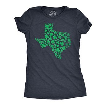 Womens Texas State Clover T Shirt Funny St Pattys Day Parade Four Leaf Shamrock Tee for Ladies