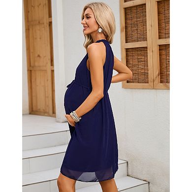 Women's Sleeveless Breathable Maternity Midi Dress