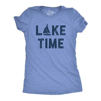 Womens Lake Time T Shirt Funny Vacation Getaway Boating Lovers Tee for Ladies