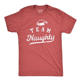 Mens Team Naughty T Shirt Funny Xmas Party Santas List Tee for Guys