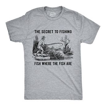 Mens The Secret to Fishing T Shirt Funny Fathers Day Fisherman Tee