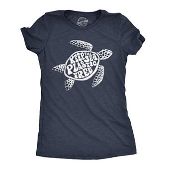 Womens Keep The Sea Plastic Fre T Shirt Cute Sea Turtle Earth Day Tee