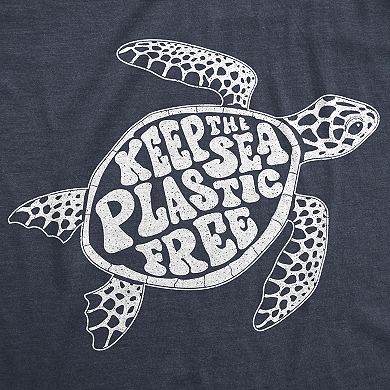 Womens Keep The Sea Plastic Fre T Shirt Cute Sea Turtle Earth Day Tee