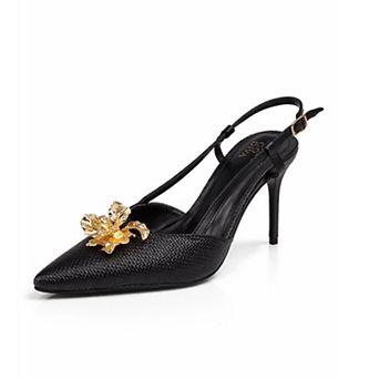Lady Godiva Floral Embellished Slingback pointed toe Dress Pumps