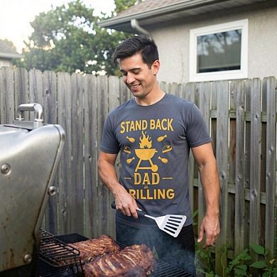 Mens Stand Back Dad Is Grilling T Shirt Funny Fathers Day BBQ Tee for Guys