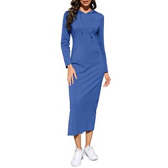 Women's Casual Hooded Dress Long Sleeve Pullover Hoodie Dress