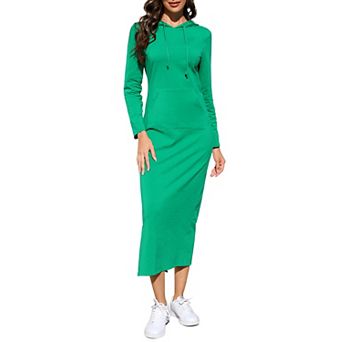 Women's Casual Hooded Dress Long Sleeve Pullover Hoodie Dress