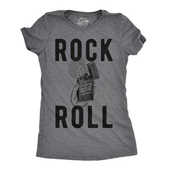 Womens Rock and Roll Lighter T Shirt Funny Music Concert Tee for Ladies