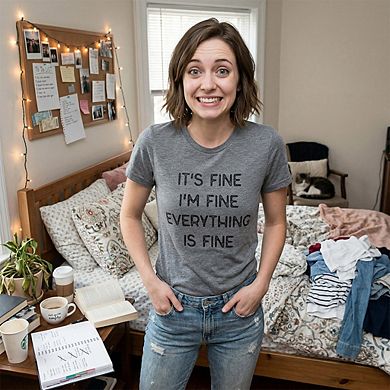 Womens It's Fine I'm Fine Everything Is Fine T Shirt Funny Sarcastic Tee