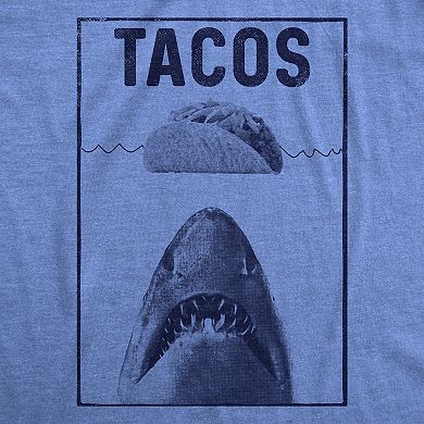 Mens Tacos Shark T Shirt Funny Jaws Tee for Guys