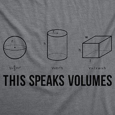 Womens This Speaks Volumes T Shirt Funny Nerdy Math Teacher Sarcastic Graphic Tee