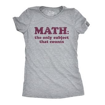 Womens Math The Only Subject That Counts T Shirt Funny School Teacher Pun Novelty Tee