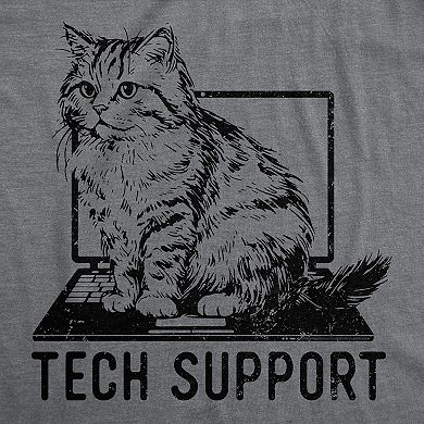 Womens Tech Support Funny T Shirts Cute Kitten Graphic Tee for Ladies