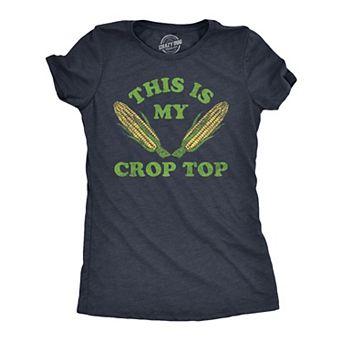 Womens This Is My Crop Top T Shirt Funny Farming Corn Crops Joke Tee for Ladies