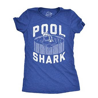 Womens Pool Shark T Shirt Funny Swimming Pools Great White Sharks Joke Tee for Ladies