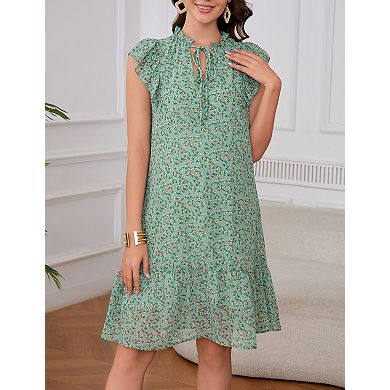 Women's Maternity V Neck Sleeveless Midi Dress