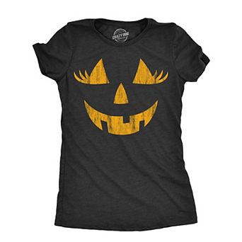 Womens Wacky Wendy Pumpkin T Shirt Funny Halloween Jack O Lantern Crazy Smile Tee for Ladies