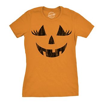 Womens Wacky Wendy Pumpkin T Shirt Funny Halloween Jack O Lantern Crazy Smile Tee for Ladies