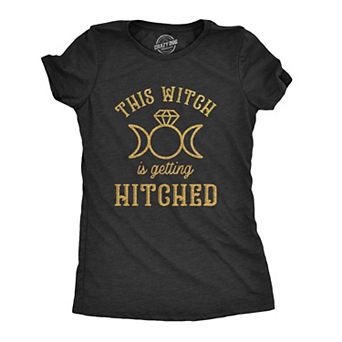 Womens This Witch Is Getting Hitched T Shirt Funny Halloween Wedding Bride Tee