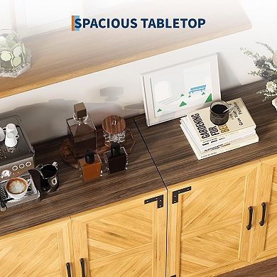 31.5" Farmhouse Sideboard Buffet Cabinet, Wood Coffee Bar Console Table,For Coffee Bar Kitchen