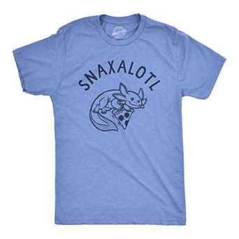 Mens Snaxalotl T Shirt Funny Cute Snacking Axolotl Tee for Guys