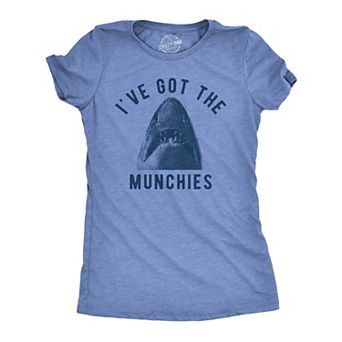 Womens Ive Got The Munchies T Shirt Funny Shark Bite Attack Eating Joke Tee for Ladies