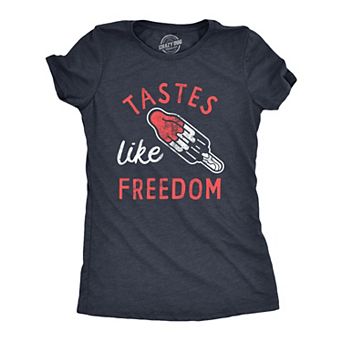 Womens Tastes Like Freedom T Shirt Funny Cool Fourth Of July Party Popsicle Tee for Ladies