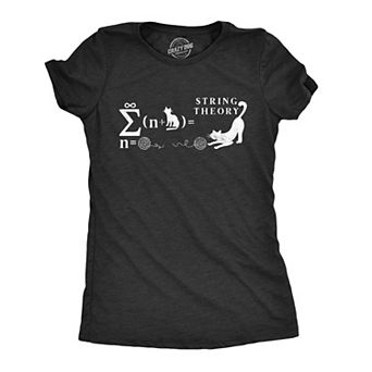 Womens String Theory T Shirt Funny Cat Math Science Nerdy Tee
