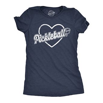Womens Pickleball Heart T Shirt Funny Awesome Pickle Ball Lovers Tee for Ladies