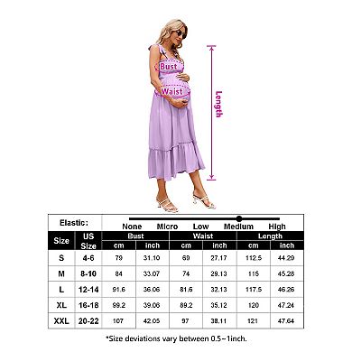 Women's Maternity Adjustable Tie-Shoulder Midi Dress