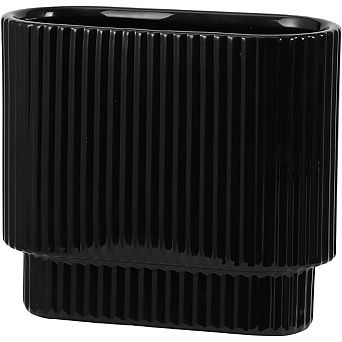 Black Rectangle Ceramic Vase, 7 Inch Boho Vase for Tulips & Pampas Grass, Home & Wedding