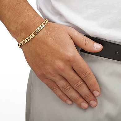 Men's Gold Ion-Plated 6.5 mm Figaro-Link Chain Bracelet 8"