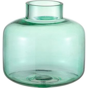Short Glass Vase, 6 Inch Round Modern Vase for Living Room, Wedding, Bookshelf & Office