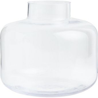 Short Glass Vase, 6 Inch Round Modern Vase for Living Room, Wedding, Bookshelf & Office