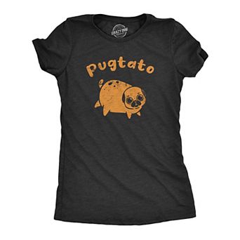Womens Pugtato T Shirt Funny Cute Adorable Pug Potato Puppy Tee for Ladies
