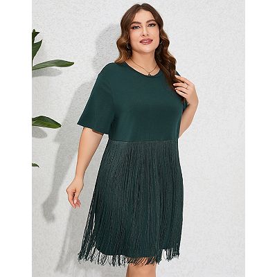 plus size midi t shirt dress Terra & Sky Women's Cotton Pocket T-Shirt Dress, Sizes 0X-5X Sleeve Length 9.5 Agnes Orinda Women's Plus Size