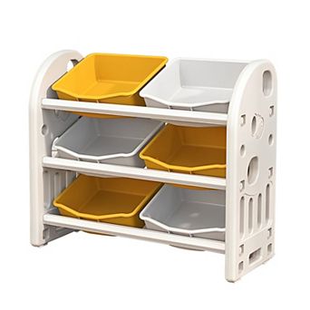 Kids Toy Storage Organizer with 6 Bins and 3 tier Shelves