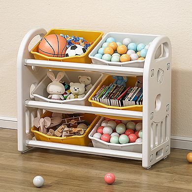 Kids Toy Storage Organizer with 6 Bins and 3-Tier Shelves