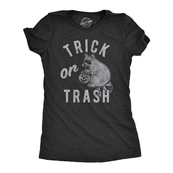 Womens Trick Or Trash T Shirt Funny Raccoon Trick Or Treat Halloween Novelty Tee