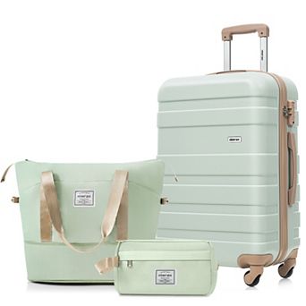 Merax 3 pc Luggage Set - 24 in Checked Suitcase with Travel Duffel Bag Wet-Dry Toiletry Bag