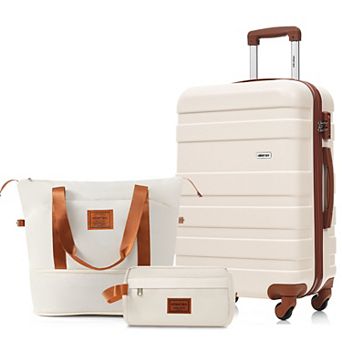 Merax 3 pc Luggage Set - 24 in Checked Suitcase with Travel Duffel Bag Wet-Dry Toiletry Bag