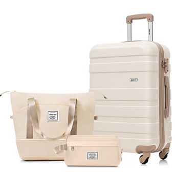 Merax 3 pc Luggage Set - 24 in Checked Suitcase with Travel Duffel Bag Wet-Dry Toiletry Bag