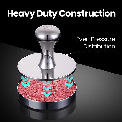 2-In-1 Smash Burger Press & Patty Maker, Heavy-Duty Stainless Steel, Easy-Clean, Dishwasher Safe