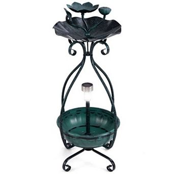 Solar Outdoor Bird Bath Feeder with Planter LED Lights