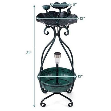 Solar Outdoor Bird Bath Feeder with Planter LED Lights