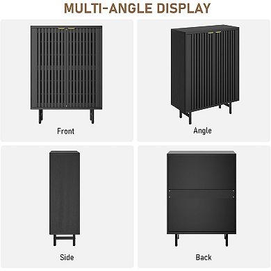 6-Tier Shoe Cabinet with Doors, Wooden Shoe Storage Rack with Hidden Storage for Hallway & Closet