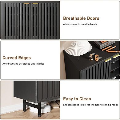 6-Tier Shoe Cabinet with Doors, Wooden Shoe Storage Rack with Hidden Storage for Hallway & Closet