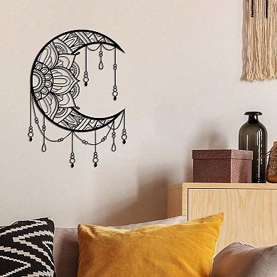 Mandala Moon Iron Wall Art for Yoga and Meditation Decor