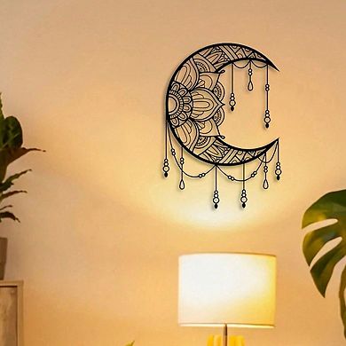 Mandala Moon Iron Wall Art for Yoga and Meditation Decor