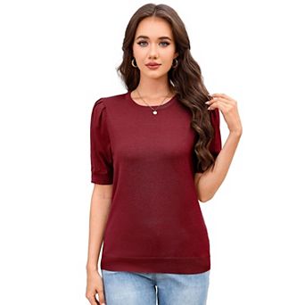 Women's Short Sleeve Crew Neck Pullover Summer Sweater